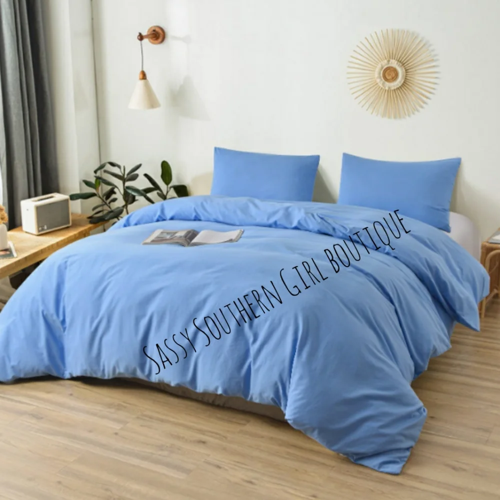 🆕⭐Powder blue 100% Cotton Duvet cover set